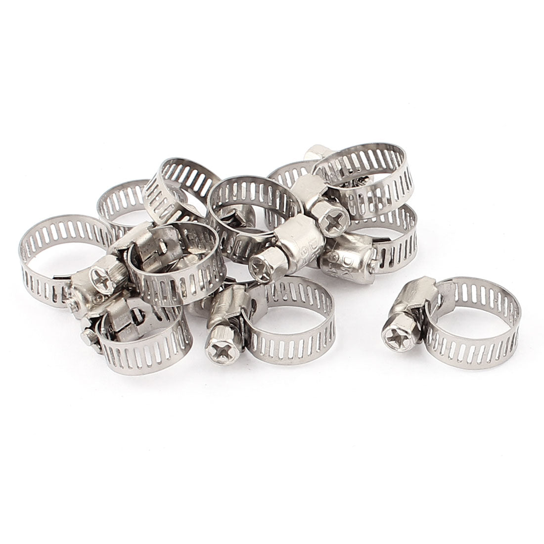 Harfington 12pcs Stainless Steel Adjustable Drive Hose Clamp Fuel Line  Clip for 9mm-16mm Pipe Tube