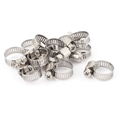 Harfington 12pcs Stainless Steel Adjustable Drive Hose Clamp Fuel Line  Clip for 9mm-16mm Pipe Tube