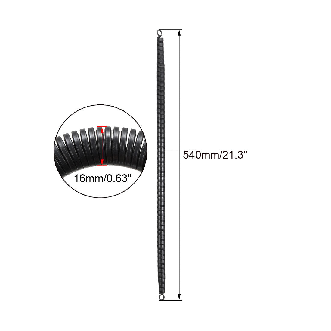 Harfington 16mm ODx540mm Free Length Spring Steel Tension Spring