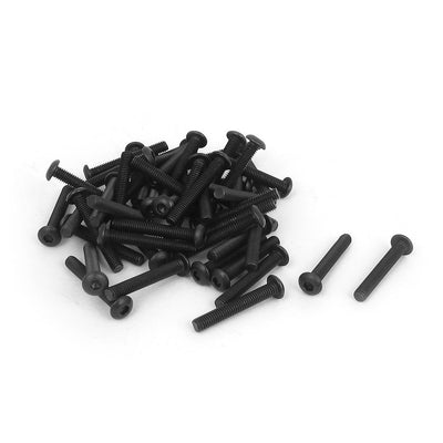 Harfington M3 x 20mm Alloy Steel Hex Socket Button Head Machine Screws Black 50 Pcs