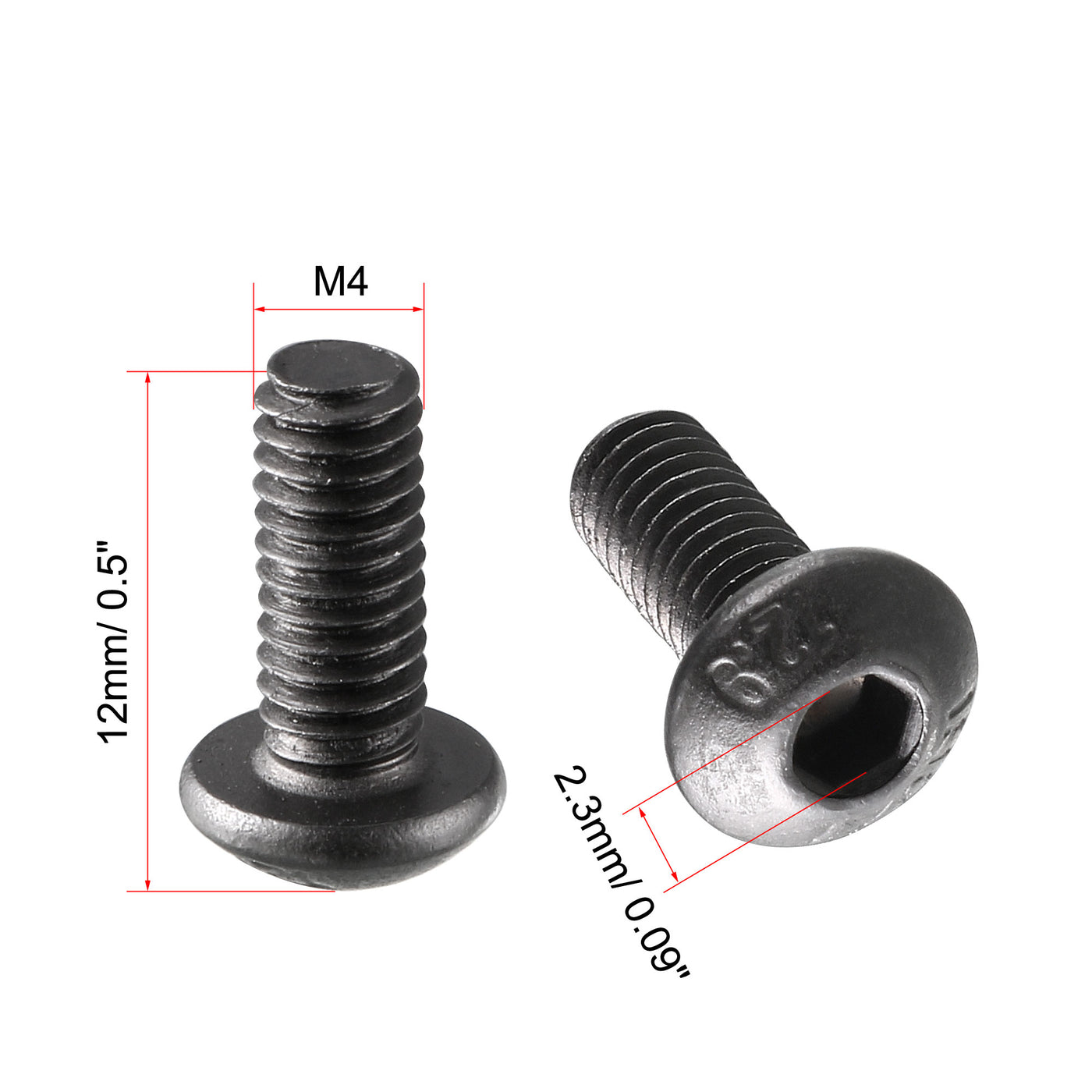 Harfington M4 x 10mm 0.7mm Pitch Alloy Steel Hex Bolt Socket Head Cap Screws Black 100 Pcs