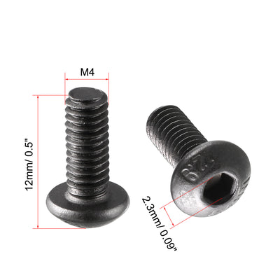 Harfington M4 x 10mm 0.7mm Pitch Alloy Steel Hex Bolt Socket Head Cap Screws Black 100 Pcs