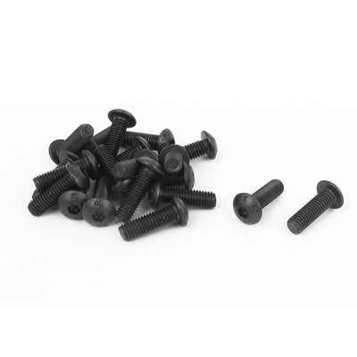 Harfington M5 x 16mm Alloy Steel Hex Socket Button Head Machine Screws Black 20Pcs