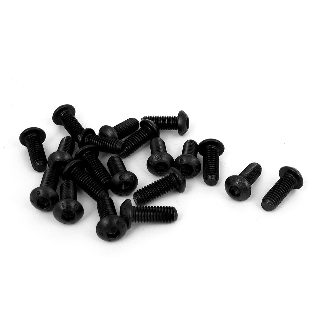Harfington M6 x 16mm Alloy Steel Hex Socket Button Head Machine Screws Black 20 PCS