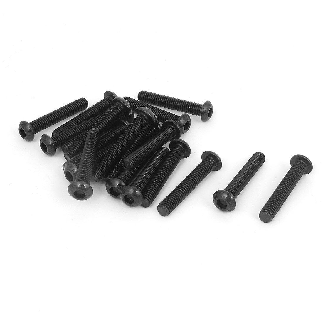 Harfington M6 x 35mm Alloy Steel Hex Socket Button Head Machine Screws Black 20 PCS