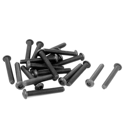 Harfington M6 x 40mm Alloy Steel Hex Socket Button Head Machine Screws Black 20 PCS