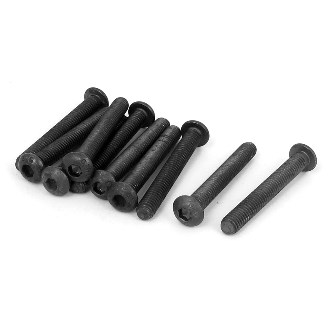 Harfington M6 x 45mm Alloy Steel Hex Socket Button Head Machine Screws Black 10 PCS