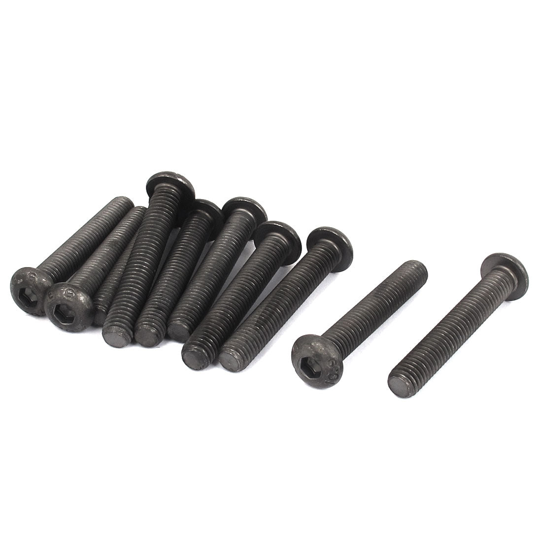 Harfington M8 x 50mm 1.25mm Pitch Alloy Steel Hex Socket Button Head Screw Bolt Black 10pcs