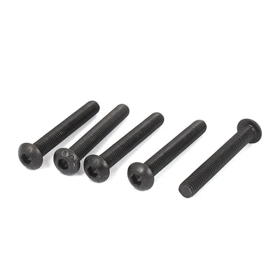 Harfington M8 x 60mm 1.25mm Pitch Alloy Steel Hex Bolt Socket Head Cap Screws Black 5 Pcs