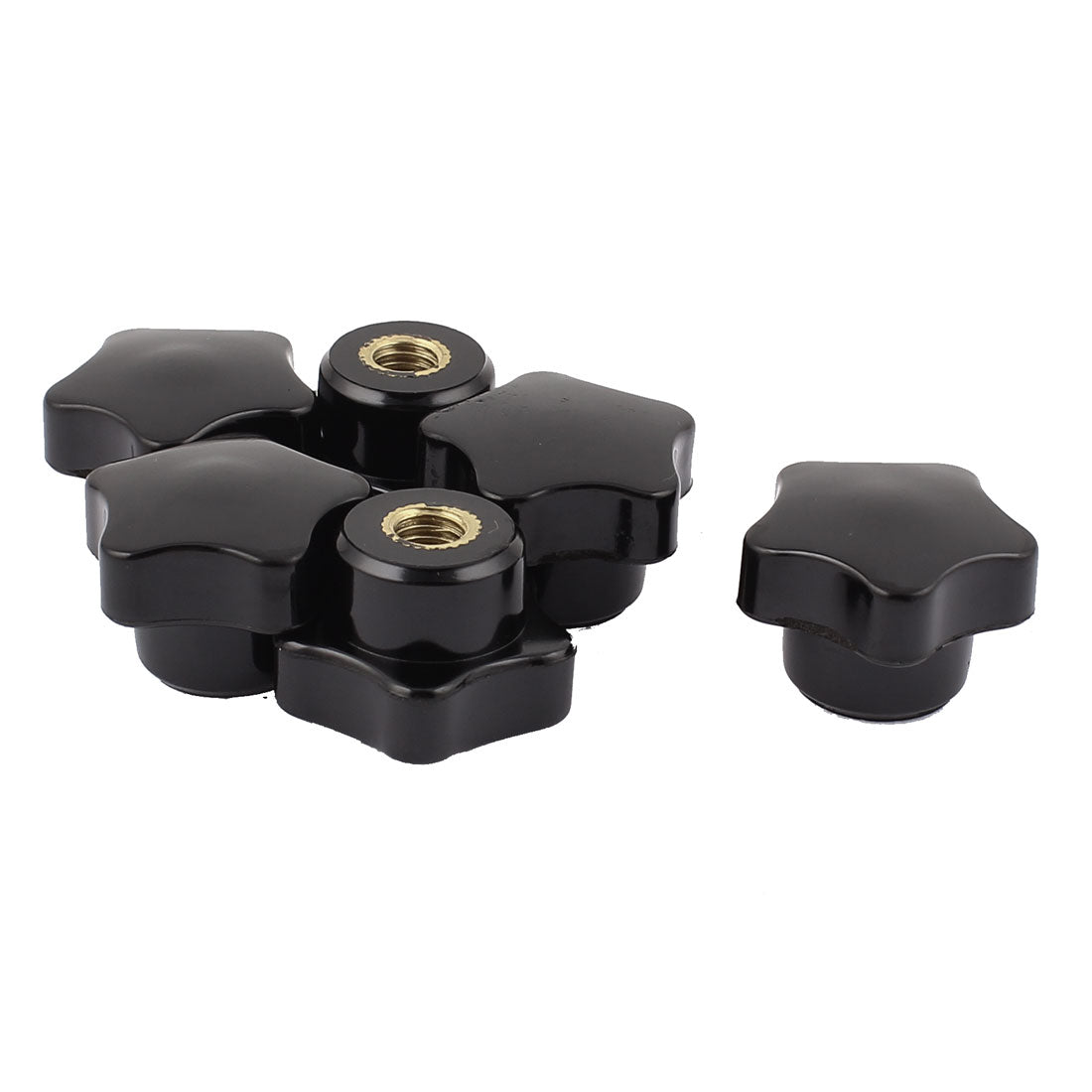 Harfington M8 x 30mm Female Thread Plastic Star Head Clamping Knob Jig Black 6pcs