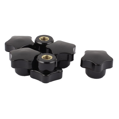 Harfington M8 x 30mm Female Thread Plastic Star Head Clamping Knob Jig Black 6pcs