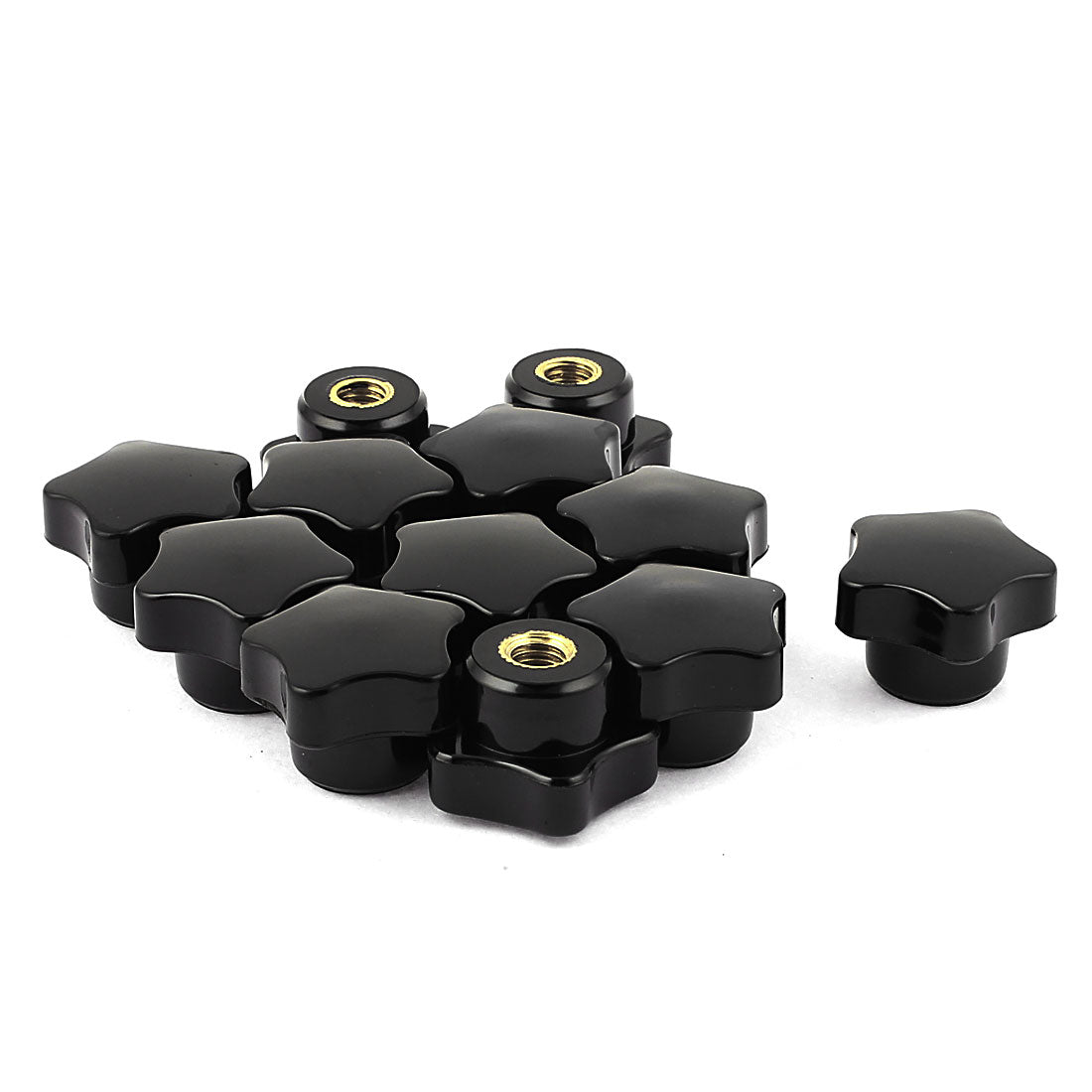 Harfington M8 x 32mm Female Thread Plastic Star Head Clamping Knob Jig Black 12pcs