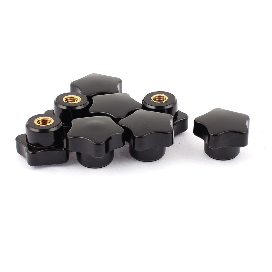 Harfington M8 x 32mm Female Thread Plastic Star Head Clamping Knob Jig Black 8pcs