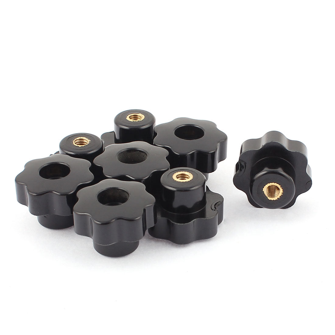 Harfington M6 x 30mm Plastic Star Head Screw On Type Clamping Knob Grip Black 8pcs
