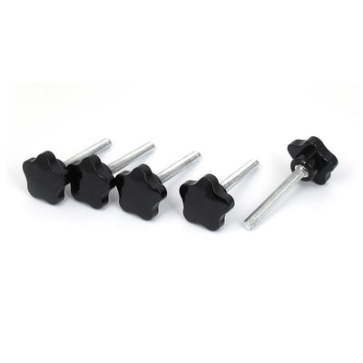 Harfington M10x80mm Male Threaded 46mm Plastic Star Head Screw On Type Clamping Knob Grip 5pcs