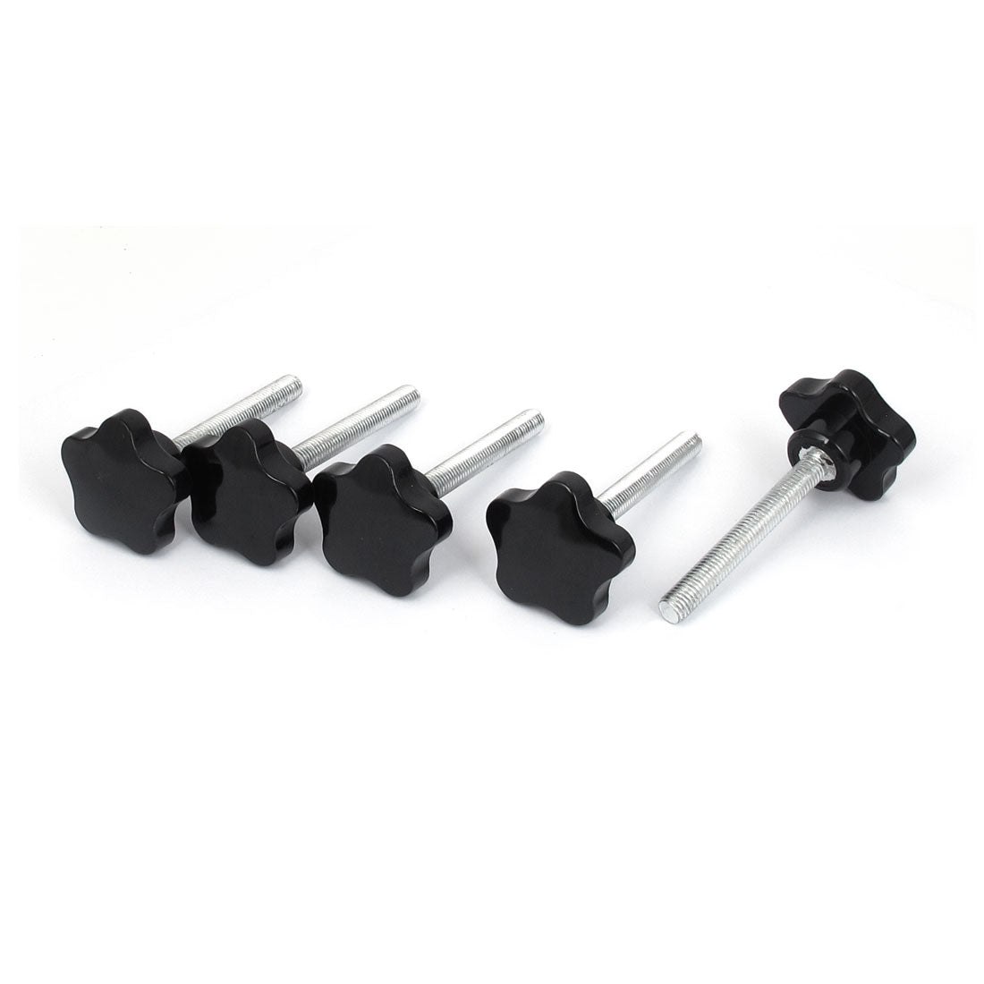Harfington M10x80mm Male Threaded 46mm Plastic Star Head Screw On Type Clamping Knob Grip 5pcs