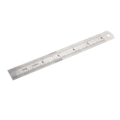 Harfington 17cm x 2cm Metal 15cm 6 inches Metric Dual Side Marked Measuring Straight Ruler for   Worker Office