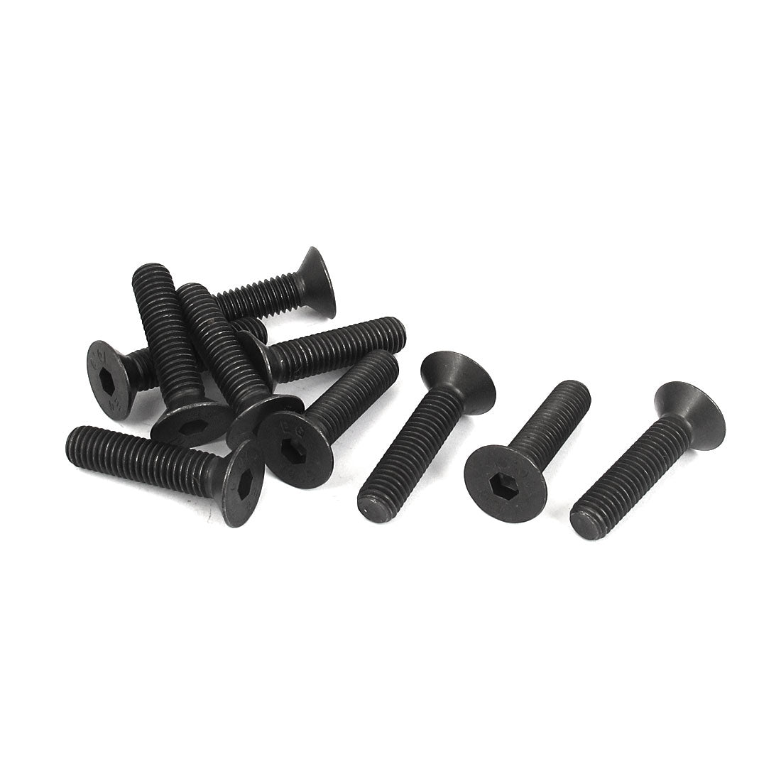 Harfington M8 x 35mm Metric Hex Socket Countersunk Flat Head Screw Bolts Black 10PCS