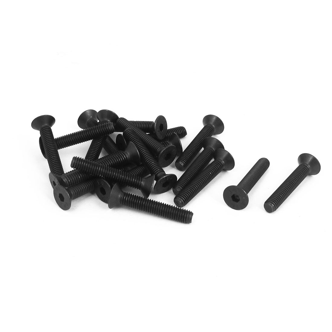 Harfington M5 x 30mm Metric Hex Socket Countersunk Flat Head Screw Bolts Black 20PCS