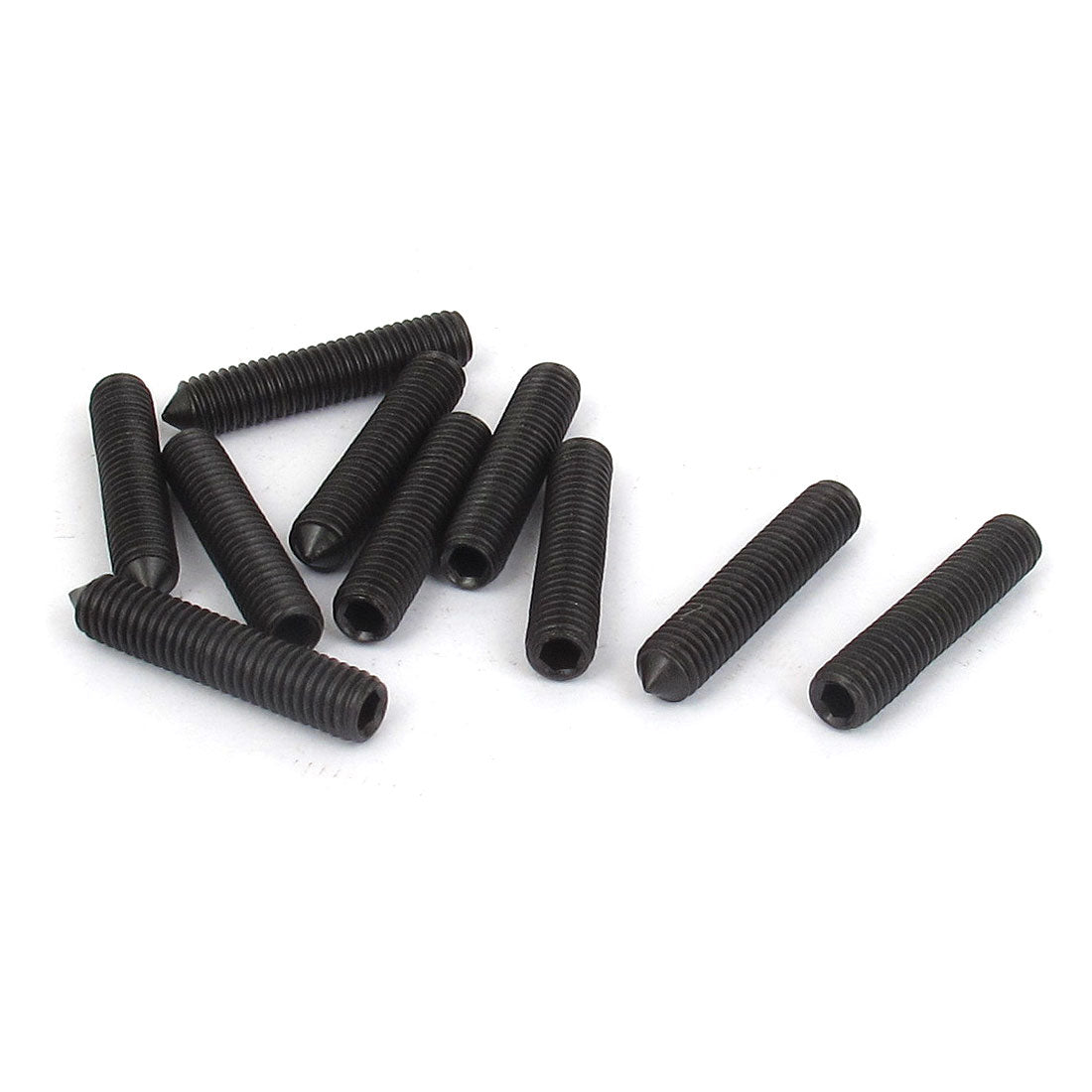 Harfington M5x25mm 0.8mm Pitch 12.9 Alloy Steel Hex Socket Set Cone Point Grub Screws 10pcs