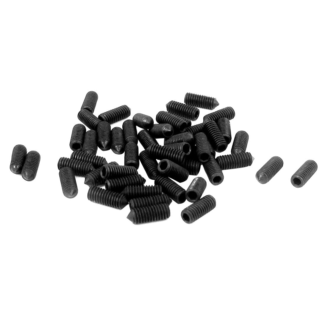 Harfington M3x8mm 0.5mm Pitch 12.9 Alloy Steel Hex Socket Set Cone Point Grub Screws 50pcs