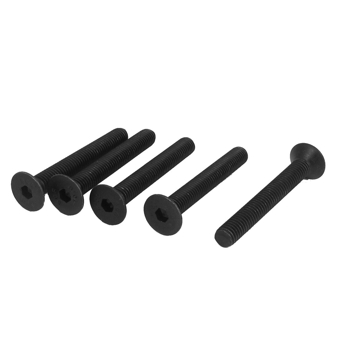 Harfington M8 x 60mm Metric Hex Socket Countersunk Flat Head Screw Bolts Black 5PCS