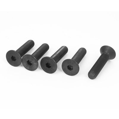 Harfington M10 x 45mm Metric Hex Socket Countersunk Flat Head Screw Bolts Black 5PCS