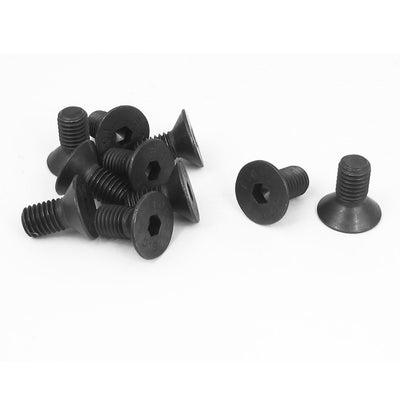Harfington M10 x 20mm Metric Hex Socket Countersunk Flat Head Screw Bolts Black 10PCS