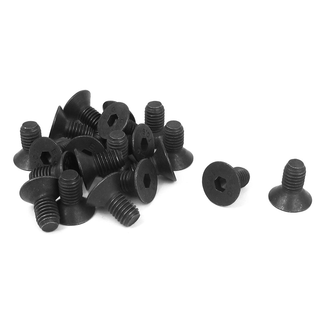 Harfington M8 x 16mm Metric Hex Socket Countersunk Flat Head Screw Bolts Black 20PCS