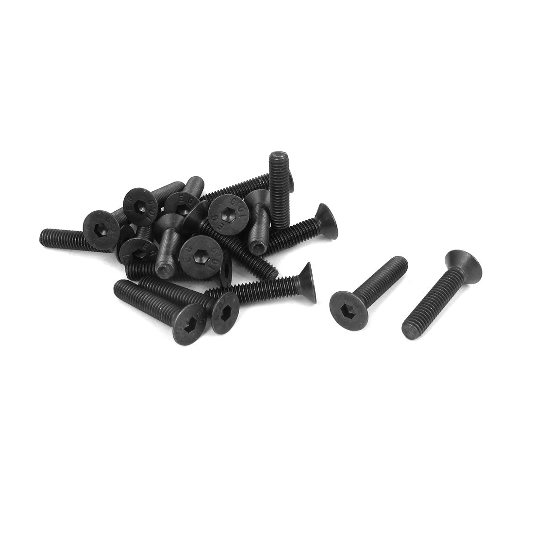 Harfington M6 x 30mm Metric Hex Socket Countersunk Flat Head Screw Bolts Black 20PCS