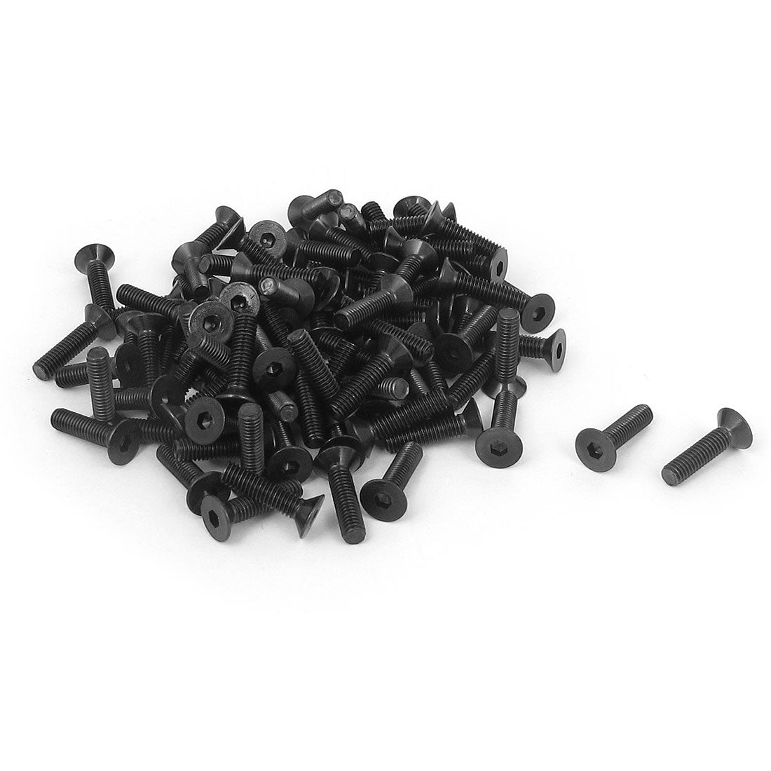 Harfington M3 x 12mm Metric Hex Socket Countersunk Flat Head Screw Bolts Black 100PCS