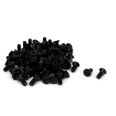 Harfington M4 x 7mm Metric Hex Socket Countersunk Head Screw Bolts Black 100PCS