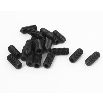 Harfington M6x16mm 1mm Pitch 12.9 Alloy Steel Hex Socket Set Cone Point Grub Screws 20pcs
