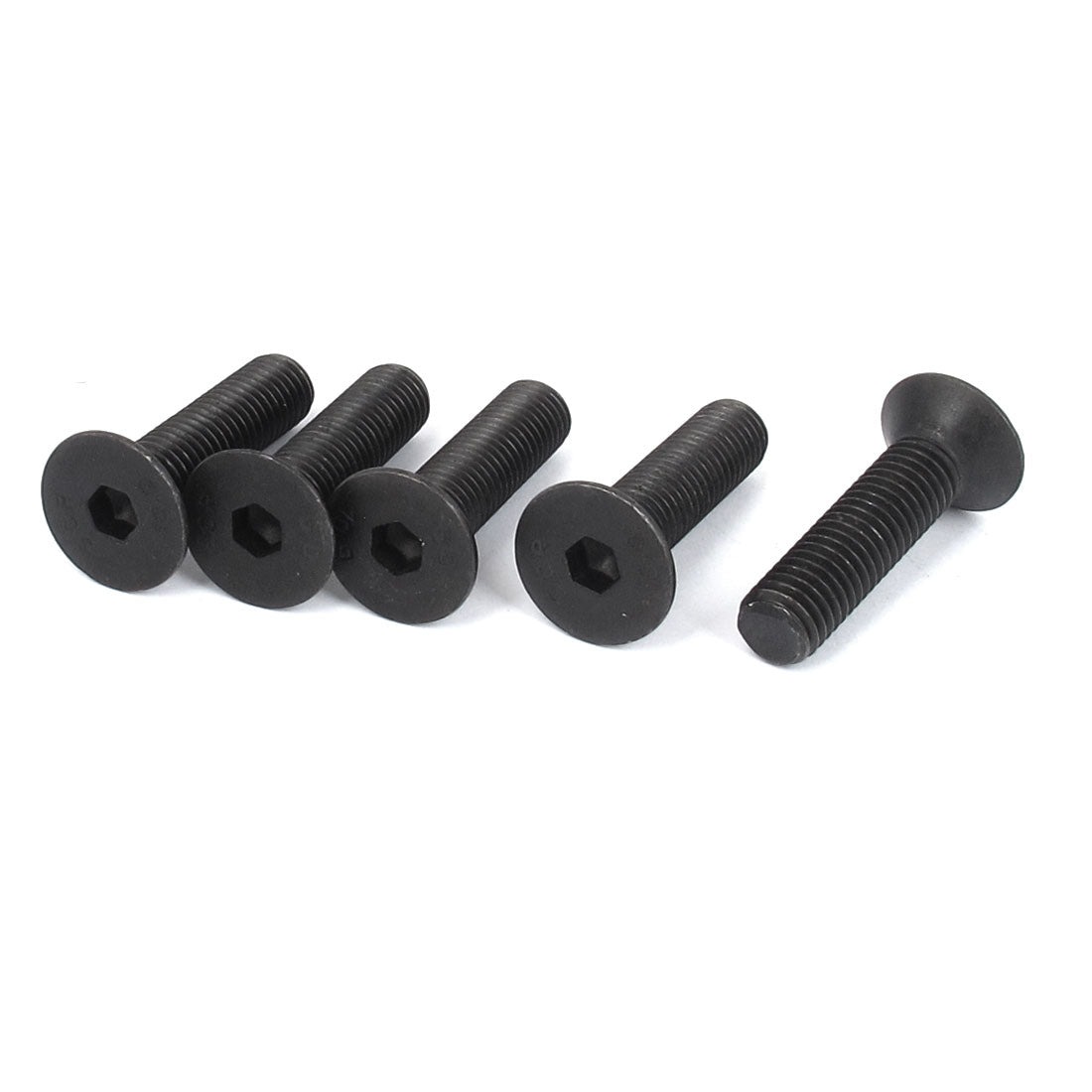 Harfington M10 x 40mm Metric Hex Socket Countersunk Flat Head Screw Bolts Black 5PCS