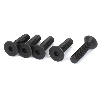 Harfington M10 x 40mm Metric Hex Socket Countersunk Flat Head Screw Bolts Black 5PCS
