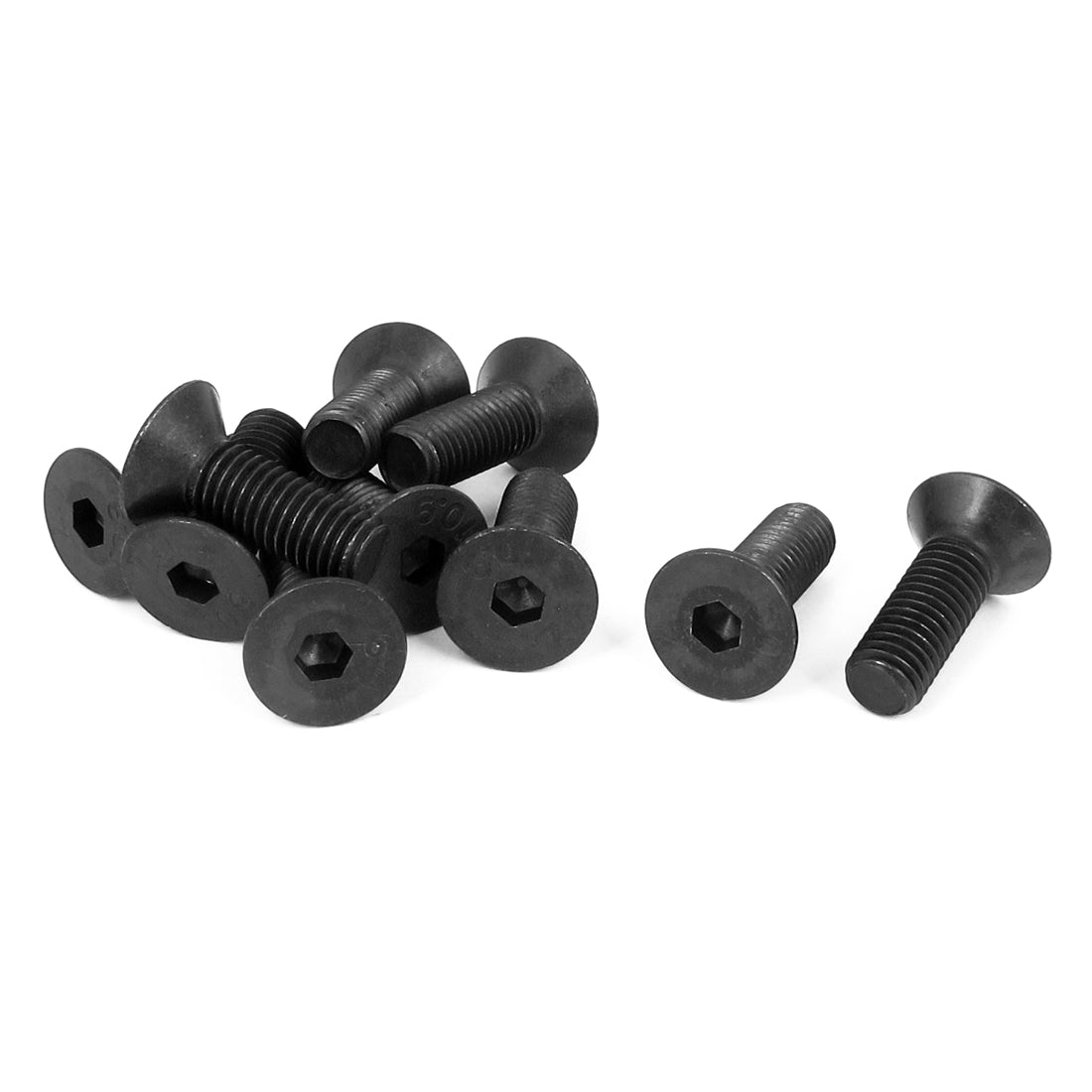 Harfington M10 x 30mm Metric Hex Socket Countersunk Flat Head Screw Bolts Black 10PCS