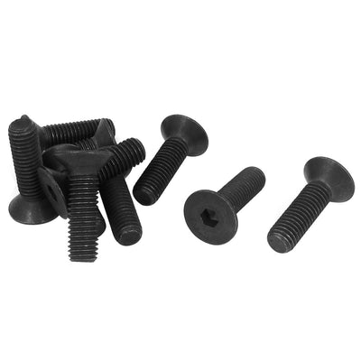 Harfington M10 x 35mm Metric Hex Socket Countersunk Flat Head Screw Bolts Black 10PCS