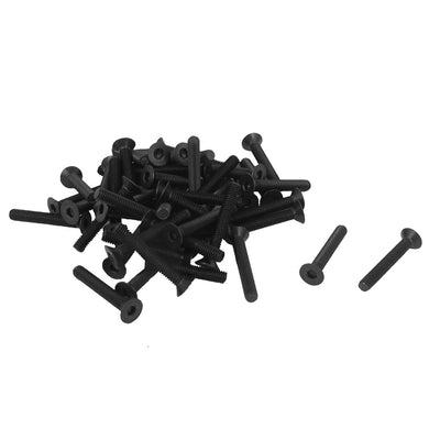 Harfington M3 x 20mm Metric Hex Socket Countersunk Flat Head Screw Bolts Black 50PCS
