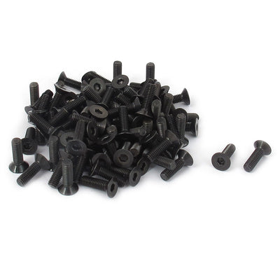 Harfington M3 x 10mm Metric Hex Socket Countersunk Flat Head Screw Bolts Black 100PCS