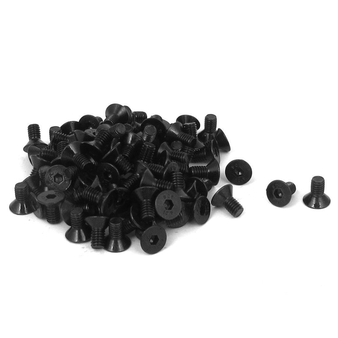 Harfington M4 x 8mm Metric Hex Socket Countersunk Flat Head Screw Bolts Black 100PCS