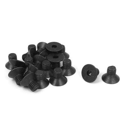Harfington M8 x 12mm Metric Hex Socket Countersunk Flat Head Screw Bolts Black 20PCS