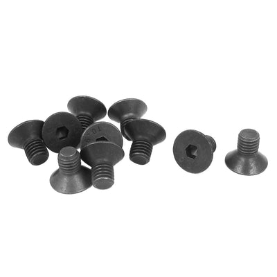 Harfington M10 x 16mm Metric Hex Socket Countersunk Flat Head Screw Bolts Black 10PCS