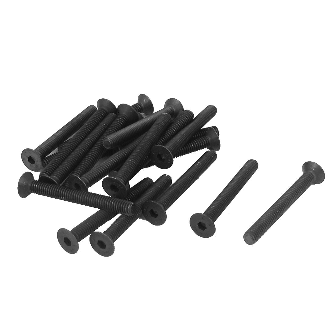 Harfington M4 x 35mm Metric Hex Socket Countersunk Flat Head Screw Bolts Black 20PCS
