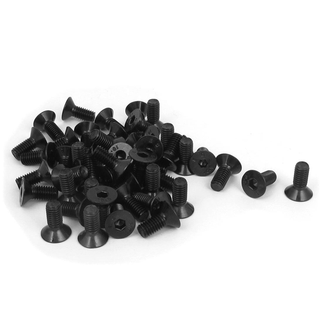 Harfington M5 x 12mm Metric Hex Socket Countersunk Flat Head Screw Bolts Black 50PCS