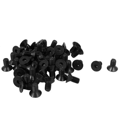 Harfington M5 x 10mm Metric Hex Socket Countersunk Flat Head Screw Bolts Black 50PCS