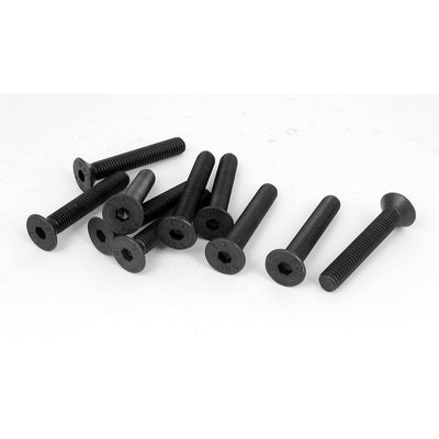 Harfington M8 x 50mm Metric Hex Socket Countersunk Flat Head Screw Bolts Black 10PCS