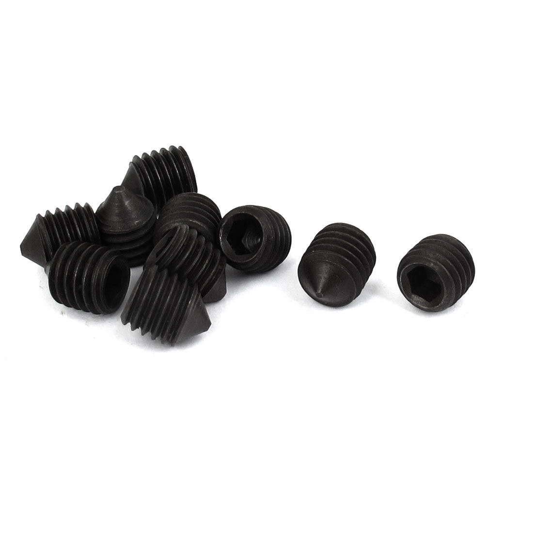 Harfington M10x12mm 1.5mm Pitch 12.9 Alloy Steel Hex Socket Set Cone Point Grub Screws 10pcs