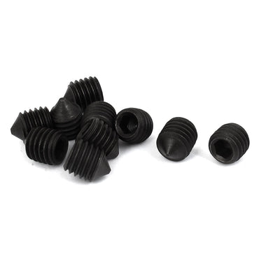 Harfington M10x12mm 1.5mm Pitch 12.9 Alloy Steel Hex Socket Set Cone Point Grub Screws 10pcs