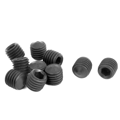 Harfington M12x12mm 1.75mm Pitch 12.9 Alloy Steel Hex Socket Set Cone Point Grub Screws 10pcs