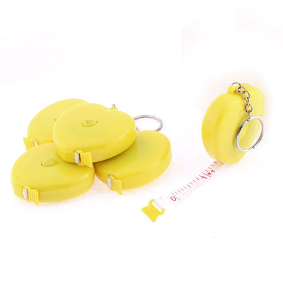 Harfington Heart Shaped Dual Sides Retractable Measuring Tape Ruler Yellow 1.5 M 5pcs